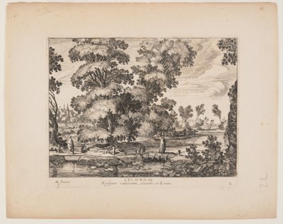 El cura que pasa junto al hombre, de Paisajes con la historia del buen samaritano de Simon Frisius