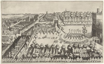 Hogueras de celebración en La Haya tras la proclamación de la tregua, 1609 de Simon Frisius