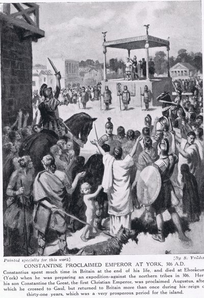 Constantino proclamado Emperador en York, 306 d.C., ilustración de 