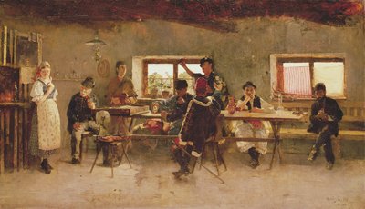 Juerguistas en un pub, 1888 de Simon Hollosy