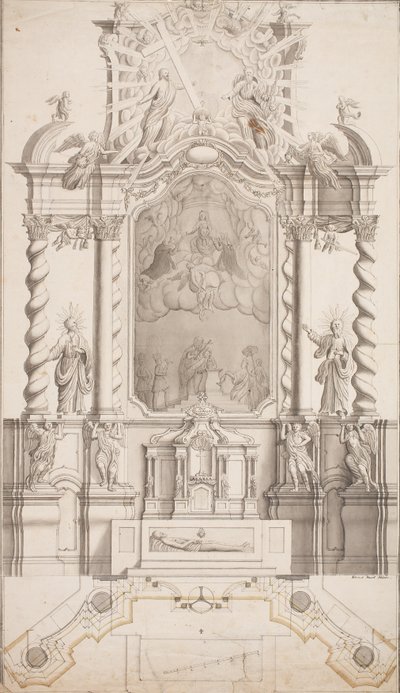 Diseño para un altar mayor barroco de Simon Hueter