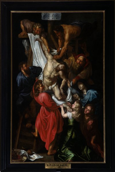 Iglesia parroquial (Parochiekerk Sint-Pieter). Pintura. Descenso de la Cruz. Simon De Paepe (?). de Simon II de Pape