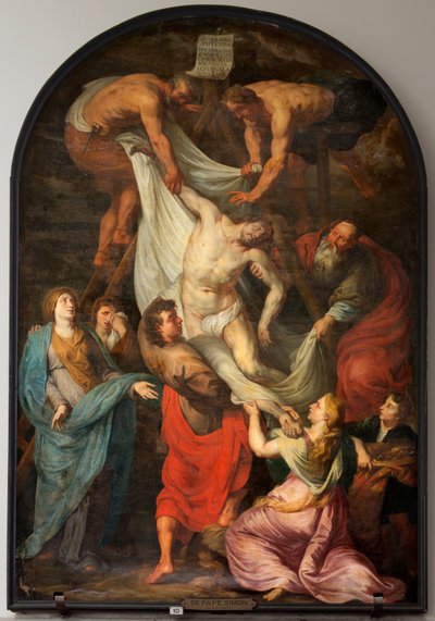 Iglesia parroquial (Sint-Walburgakerk). Pintura "Descenso de la Cruz". Simon De Pape. Copia a PPRubens. Mediados del siglo XVII. de Simon II de Pape