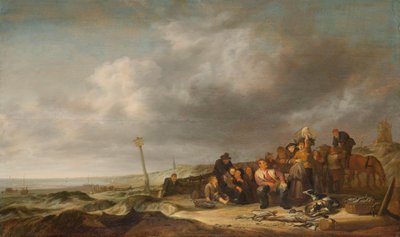 Playa con pescadores de Simon Jacobsz. Vlieger