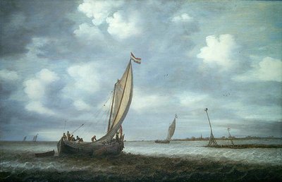 Barcos en un estuario de Simon Jacobsz. Vlieger