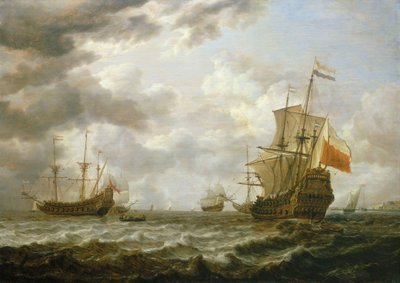 El Brederode frente a Hellevoetsluis, mediados del siglo XVII (pintura) de Simon Jacobsz. Vlieger