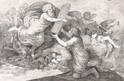 Moisés en el Sinaí, Las tablas de la ley judía, 1773 de Simon Julien