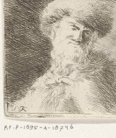 Retrato de un hombre desconocido con un sombrero de piel. de Simon Klapmuts