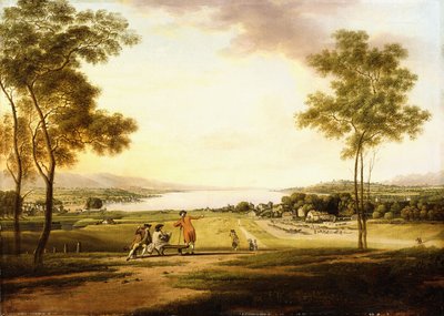 El lago de Ginebra desde las laderas de Cologny mirando hacia Eaux-Vives de Simon Malgo