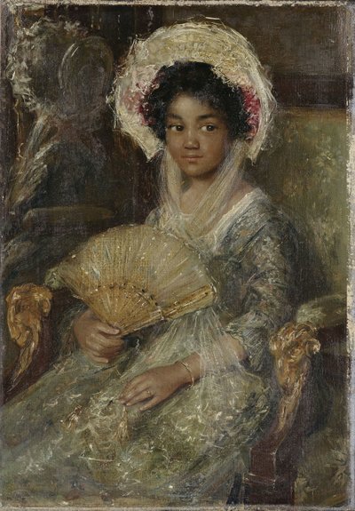 Joven con abanico, c. 1906 (óleo sobre lienzo) de Simon Maris