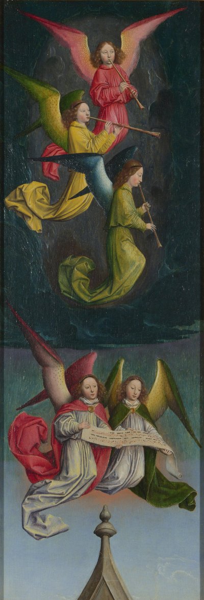 Un coro de ángeles del retablo de San Bertin de Simon Marmion