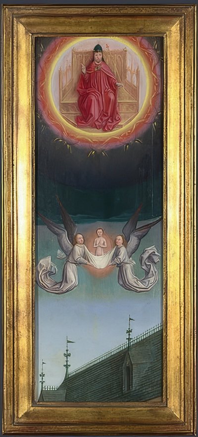 El alma de San Bertín es llevada al cielo (Retablo de la Abadía de San Bertín). Alrededor de 1459 de Simon Marmion