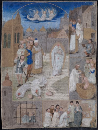 Hoja extraída de un breviario de Carlos el Temerario y Margarita de York..., c. 1467-1470 de Simon Marmion