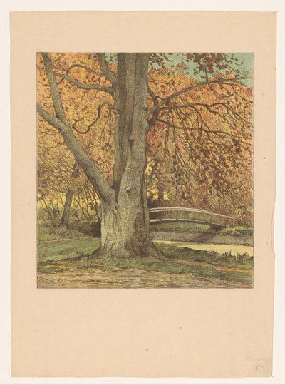 Árbol junto al arroyo en otoño de Simon Moulijn (attributed to)