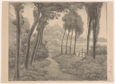 Paisaje con camino forestal de Simon Moulijn (signed by artist)
