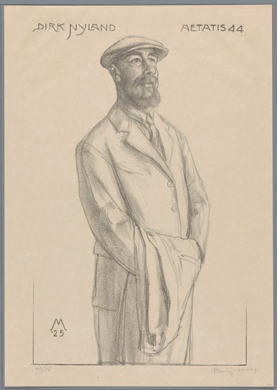 Retrato de Dirk Hidde Nijland con abrigo sobre el brazo de Simon Moulijn (signed by artist)
