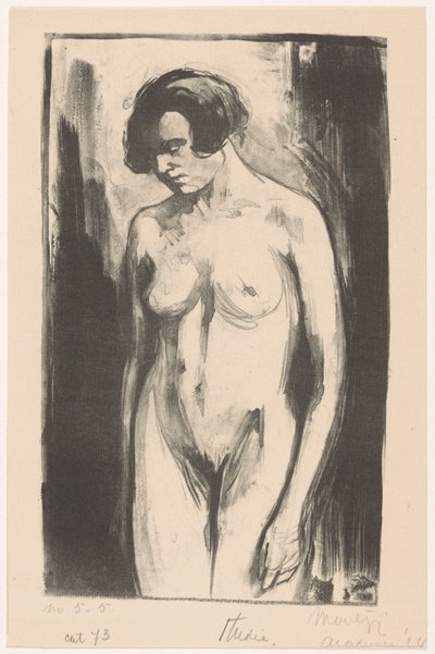 Estudio de una mujer desnuda de pie de Simon Moulijn (signed by artist)