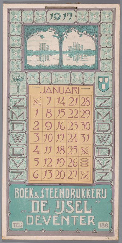 calendario de 1917 de Simon Moulijn