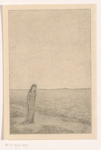 Mujer en paisaje plano de Simon Moulijn