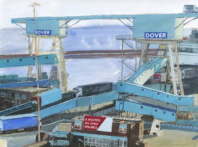 Dover 2, 2019 (acrílico, acuarela y tinta sobre papel) de Simon Neville