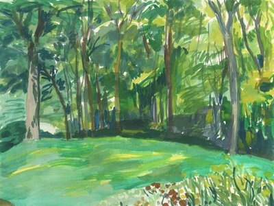 Jardín y humedal, 2018 (acuarela sobre papel) de Simon Neville