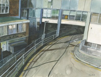 Entrada de taxi de la estación de tren, 2019 (acuarela y gouache sobre papel) de Simon Neville