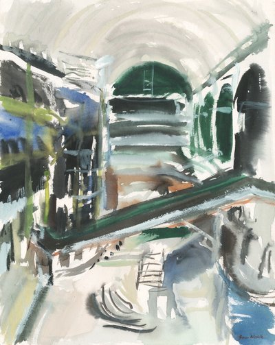 Centro comercial, 2019 (acuarela sobre papel) de Simon Neville