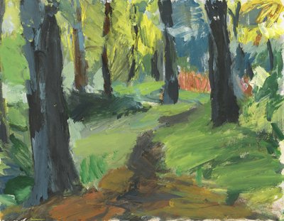 Camino del bosque, 2023 (acrílico sobre papel) de Simon Neville