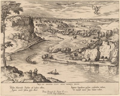 Paisaje fluvial con Mercurio y Psique de Simon Novellanus after Pieter Bruegel the Elder