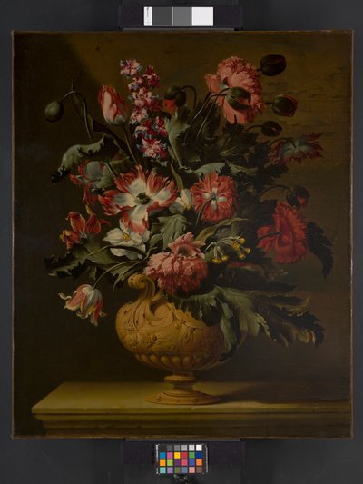 Un jarrón de flores de Simon Peeterz Verelst