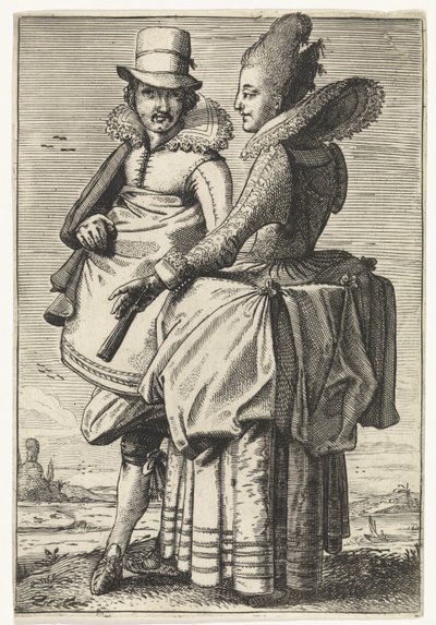 Hombre y mujer vestidos según la moda de alrededor de 1625 de Simon Poelenburg (attributed to)