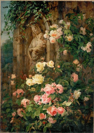 Le Benitier: Notre-Dame-des-Roses (pintura sobre lienzo) de Simon Saint-Jean