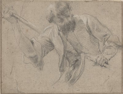 Un hombre barbudo con un bastón de Simon Vouet