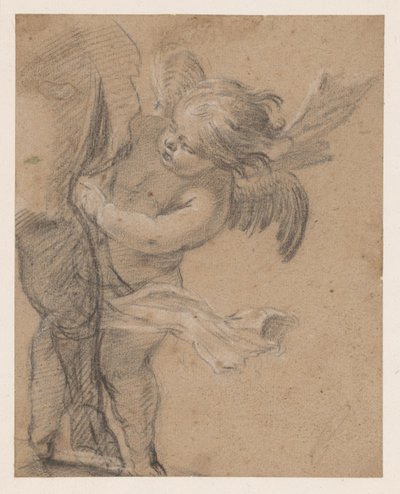 Ángel junto a la pierna de San Roque de Simon Vouet