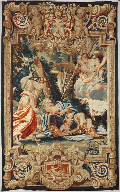 El amor impide que Armida apuñale al dormido Rinaldo ... de Simon Vouet