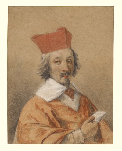 Retrato de Armand-Jean du Plessis, Cardenal de Richelieu, c.1632-34 (tiza sobre papel) de Simon Vouet