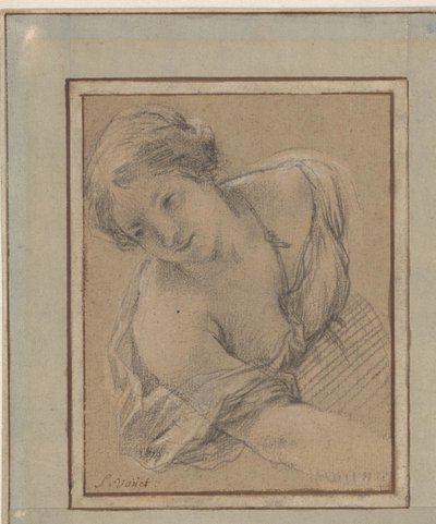 Estudio de una joven encorvada de Simon Vouet