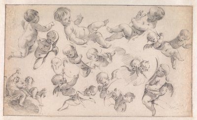Estudio para una decoración con putti de Simon Vouet
