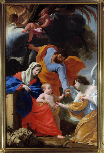 El descanso de la Sagrada Familia de Simon Vouet