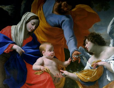 El descanso de la Sagrada Familia (detalle) de Simon Vouet