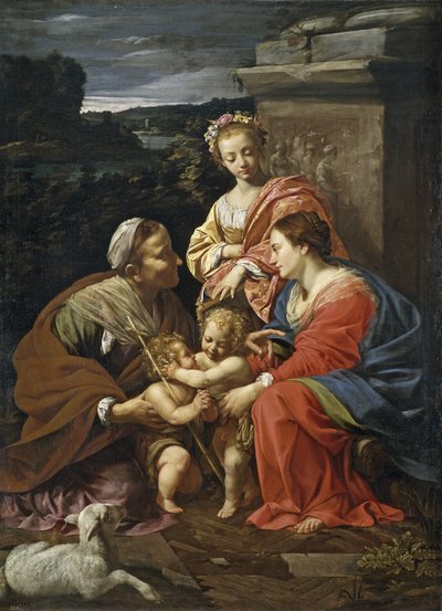 Virgen y niño con Juan Bautista de Niño, Santa Isabel y Santa Catalina - Vouet, Simon (1590-1649) - 1625-1626 - Óleo sobre lienzo - 182x130 - Museo del Prado, Madrid de Simon Vouet