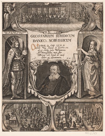 Portada con retrato de C.O. Veile para "Glosarium juridicum Danico - Norvegicum", 1652 de Simon de Pas