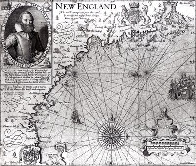 Mapa de la costa de Nueva Inglaterra, observado y descrito por el Capitán John Smith (1580-1631) 1614, de 
