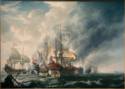 Almirante Joris van Spilbergen en la batalla frente a la costa de Perú, 17 de julio de 1615 de Simon de Vlieger
