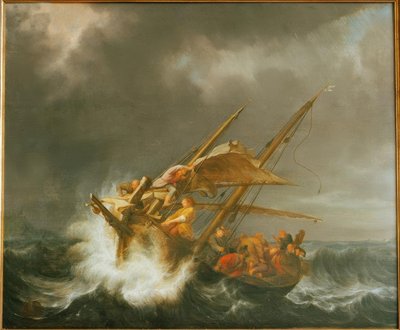 Cristo y los discípulos en la tormenta del mar de Simon de Vlieger