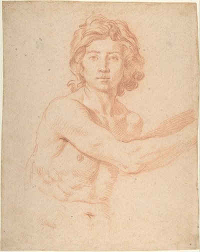 Medio cuerpo de un joven con el brazo derecho levantado de Simone Cantarini