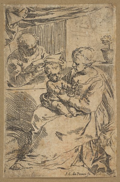 Sagrada Familia con un rosario, ca. 1640-1642 de Simone Cantarini