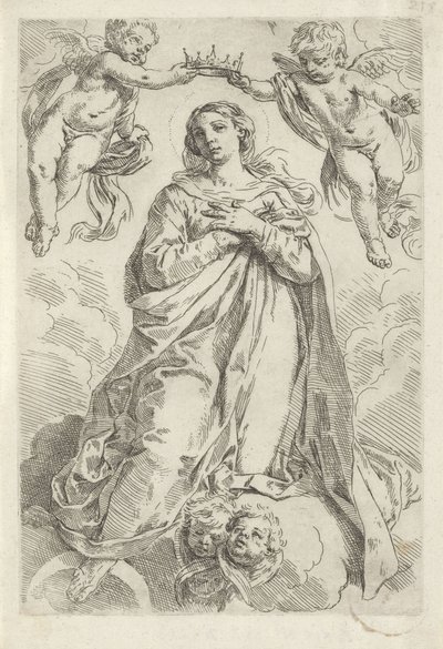 Coronación de María en una luna creciente de Simone Cantarini
