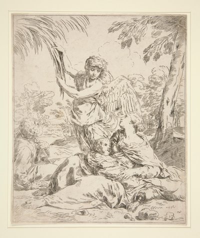 Descanso en la Huida a Egipto de Simone Cantarini