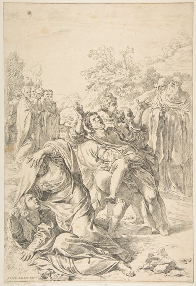 San Benito exorcizando un demonio, ca. 1637-1639 de Simone Cantarini
